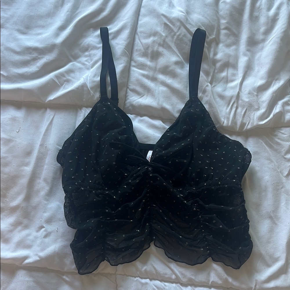 Colsie Black Sparkly Mesh Tank Top